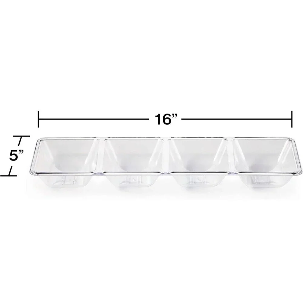 NWT Set of 2 Creative Converting 4 compartment Serving Trays Clear Tray‎ Storage